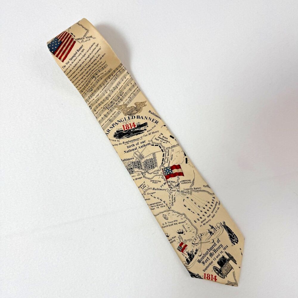 Neck Tie Museum Artifacts Star Spangled Banner All Silk USA Flag Patriotic